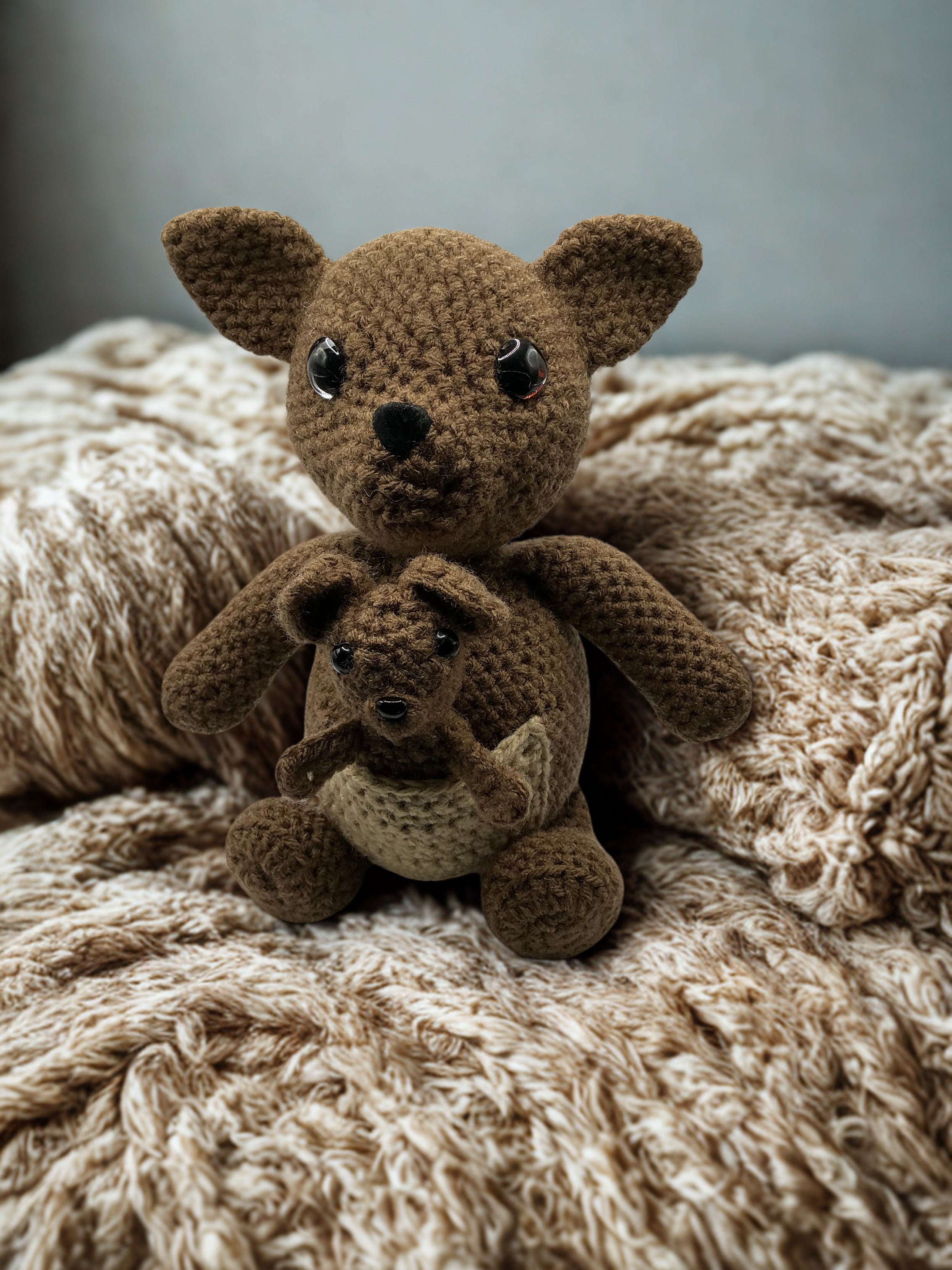Mama and baby kangaroo stuffed animal