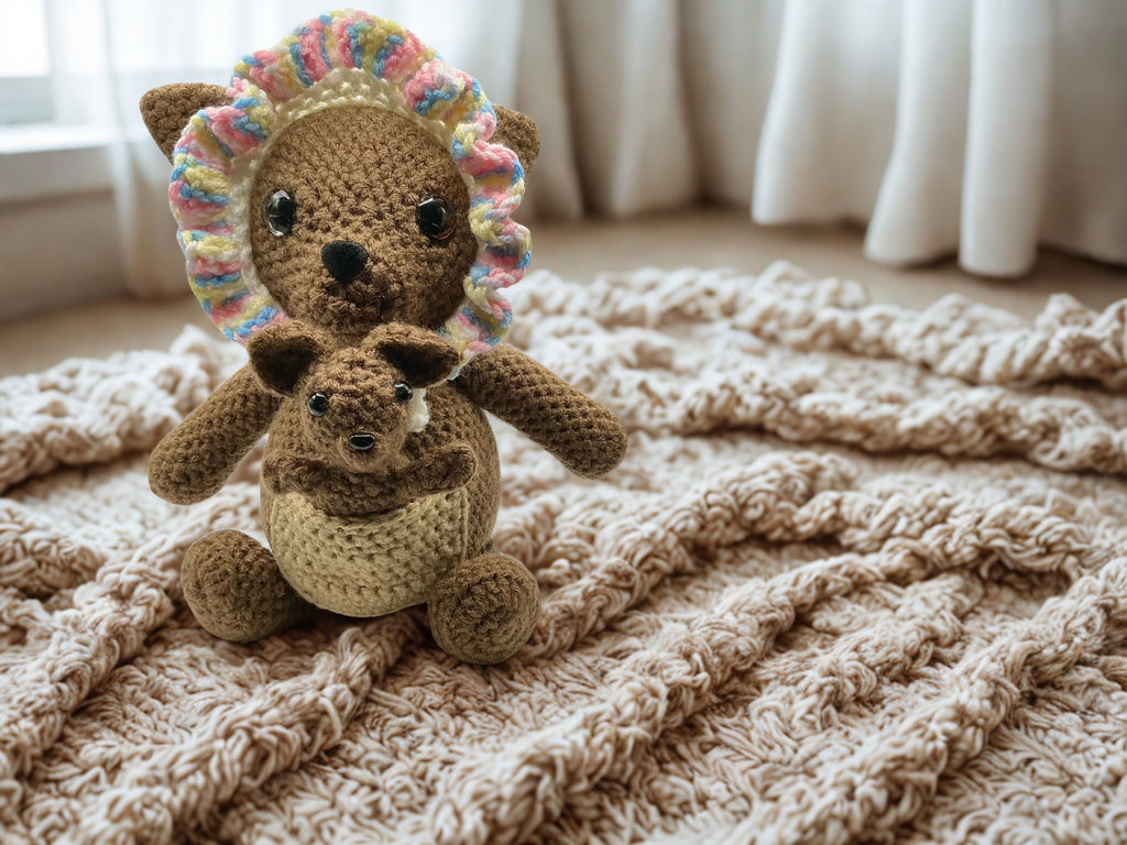 Mama and baby kangaroo stuffed animal