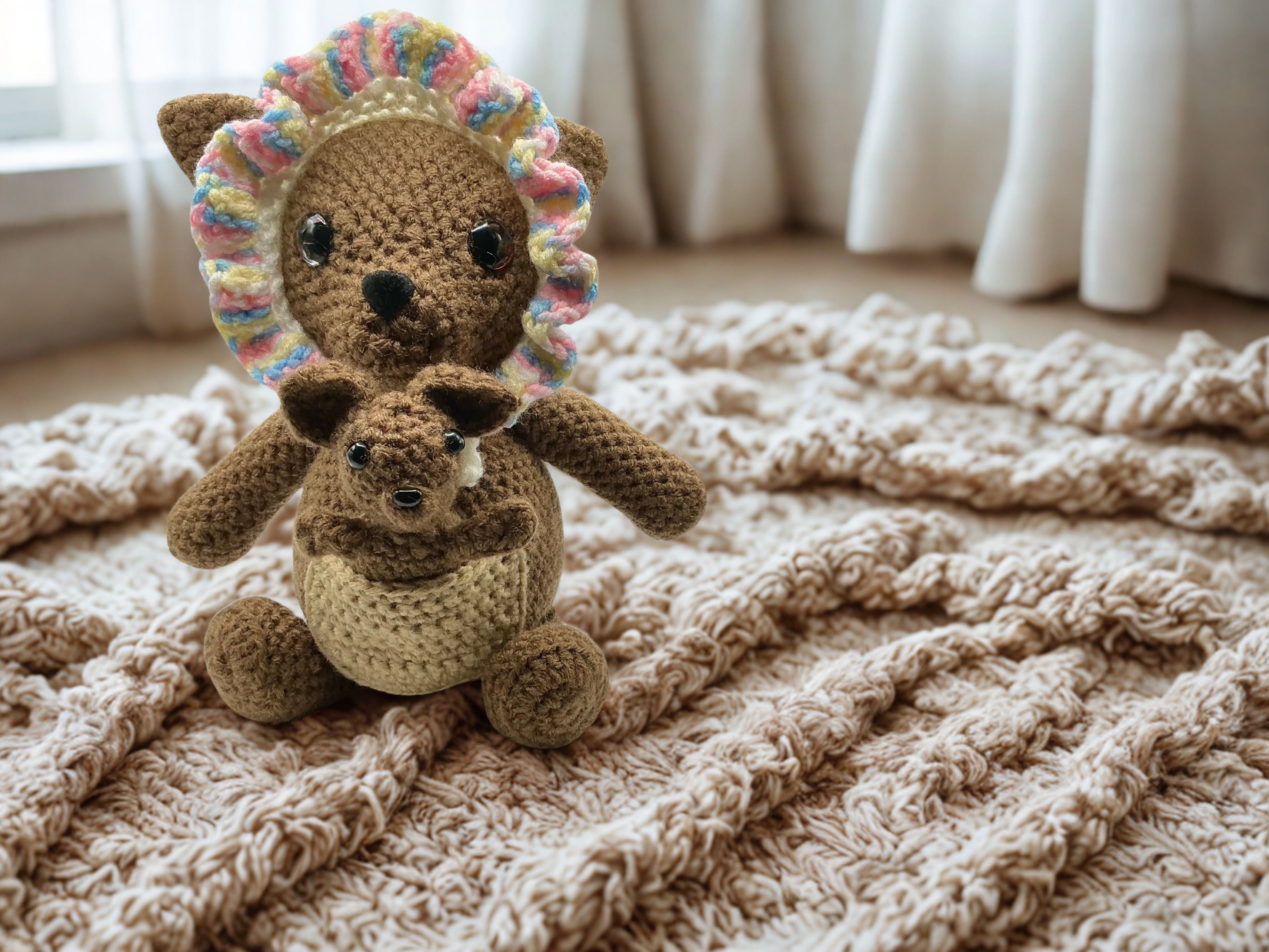 Mama and baby kangaroo stuffed animal
